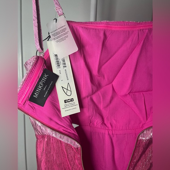 MINKPINK NWT Pink Sparkly Vida Midi Dress - Picture 11 of 11